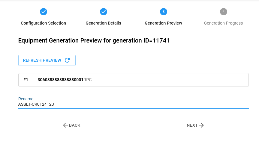 Preview in Equipment Generator