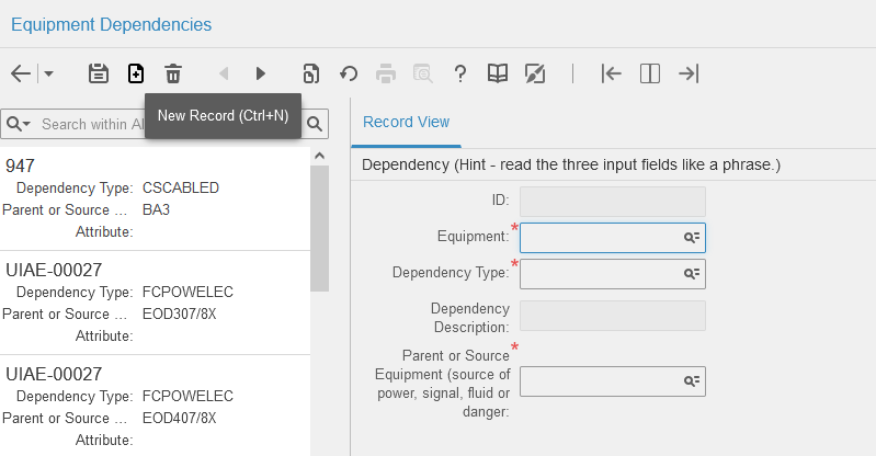 Equipment Dependencies in Equipment Graph