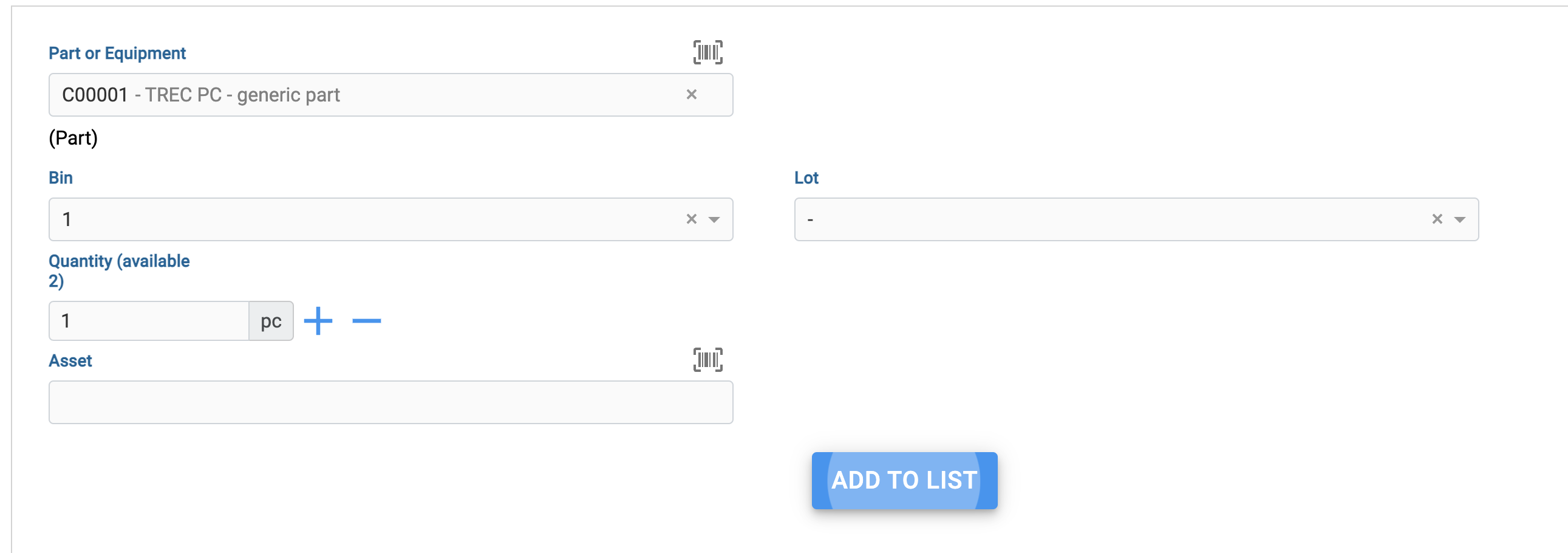 Interface to manage Lots in Kiosk