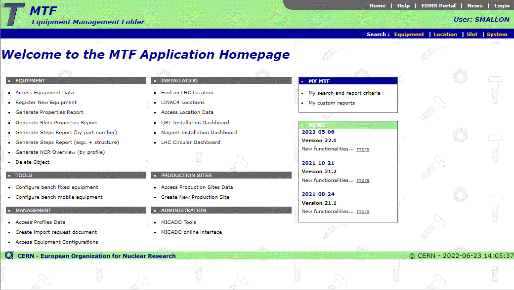 MTF User Interface
