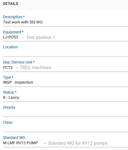 Standard Work Orders in EAM Light