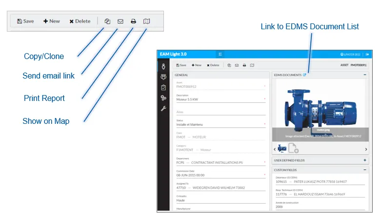 EAM Light instructions inside Work Order