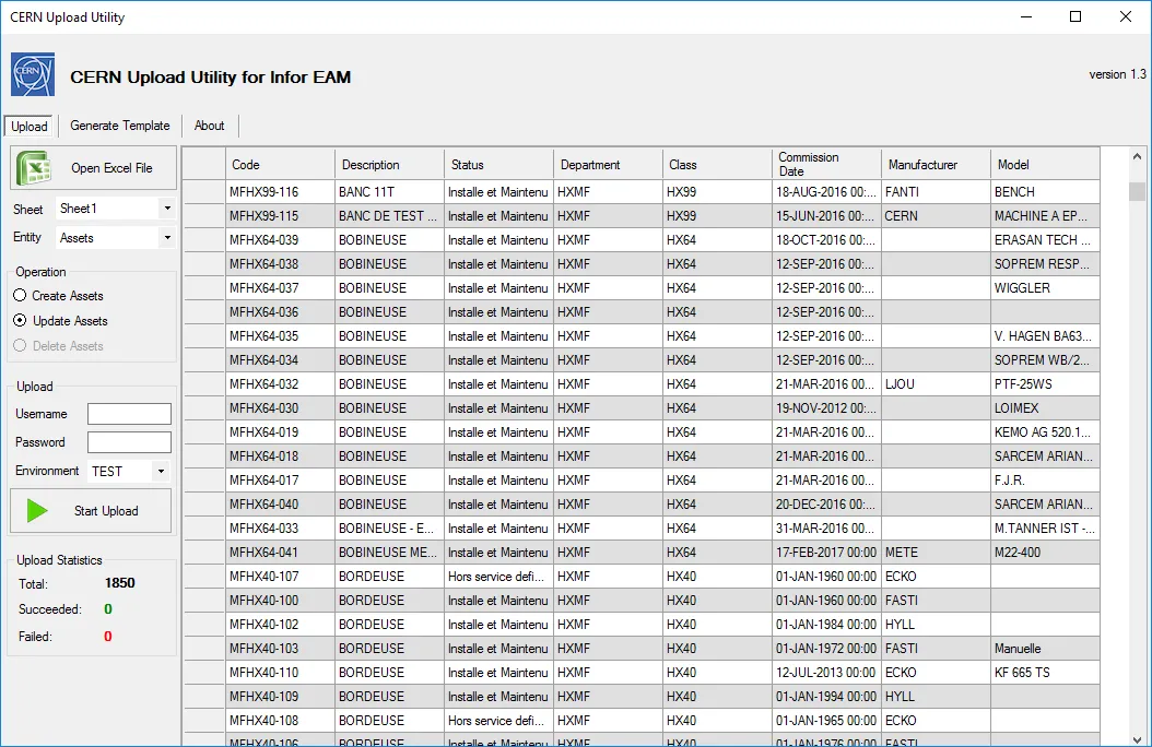 CERN Upload Utility User Interface