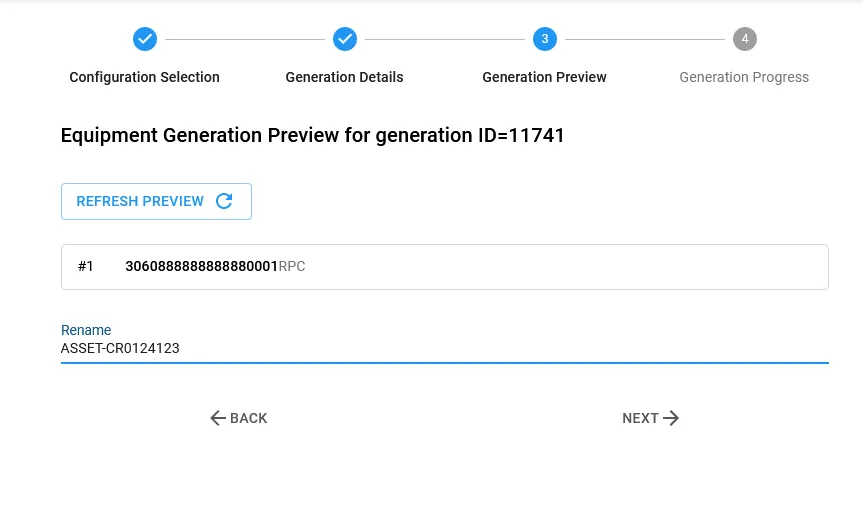 Preview in Equipment Generator