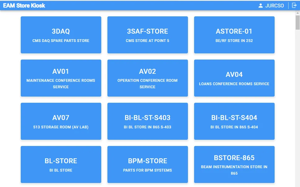 EAM Kiosk Interface